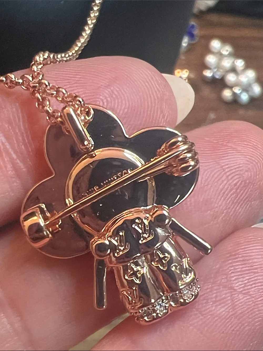 Rose Gold Pink Flower Pendant Necklace